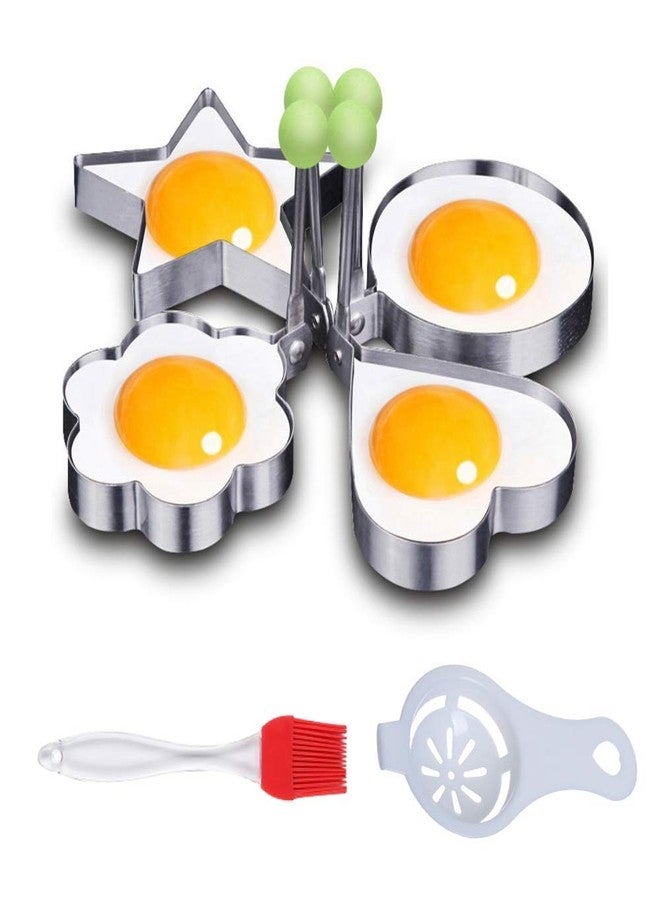 Connectwide Stainless Steel Fried Egg Mold Non Stick Omelette Pancake Rings Cooking Tools, Set of 4, Silver - Image 1